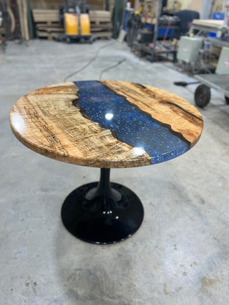 Quartz Crystal and Curly Maple River Table