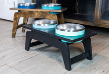Load image into Gallery viewer, Yeti Mid Century Rounded Style Raised Dog Bowl Stand || Elevated Pet Bowl Feeder || Engraving Optional - Fits RTIC & Hydrapeak