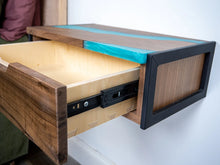 Load image into Gallery viewer, Floating Epoxy Walnut Nightstand with Drawer