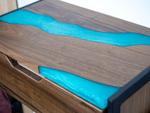 Load image into Gallery viewer, Floating Epoxy Walnut Nightstand with Drawer