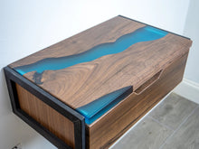 Load image into Gallery viewer, Floating Epoxy Walnut Nightstand with Drawer