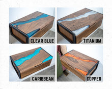 Load image into Gallery viewer, Floating Epoxy Walnut Nightstand with Drawer