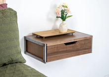 Load image into Gallery viewer, Floating Walnut Nightstand with Drawer
