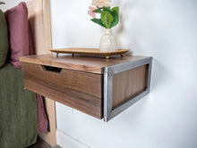 Load image into Gallery viewer, Floating Walnut Nightstand with Drawer