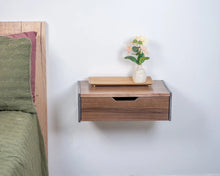 Load image into Gallery viewer, Floating Walnut Nightstand with Drawer