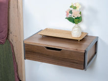Load image into Gallery viewer, Floating Walnut Nightstand with Drawer