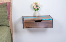 Load image into Gallery viewer, Floating Epoxy Walnut Nightstand with Drawer
