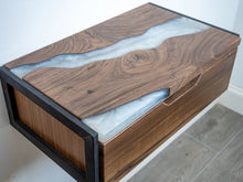 Load image into Gallery viewer, Floating Epoxy Walnut Nightstand with Drawer