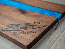Load image into Gallery viewer, Walnut Epoxy River Charcuterie Board // Serving Tray with optional engraving
