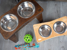 Load image into Gallery viewer, Modern Raised Dog Bowl Stand - Bowls Included