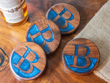 Load image into Gallery viewer, Personalized Walnut Epoxy Coasters - Set of 4
