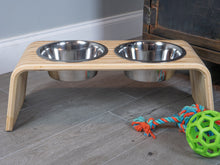 Load image into Gallery viewer, Modern Raised Dog Bowl Stand - Bowls Included