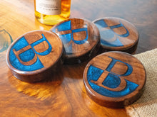 Load image into Gallery viewer, Personalized Walnut Epoxy Coasters - Set of 4