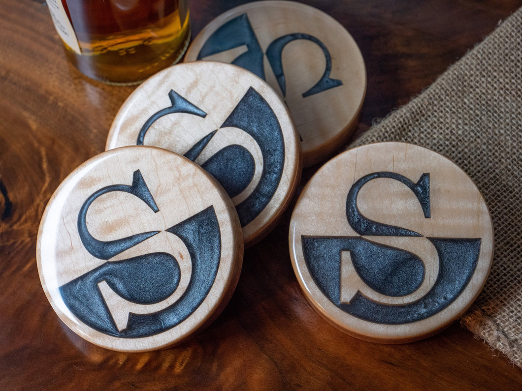 Personalized Maple Wood Coasters - Set of 4