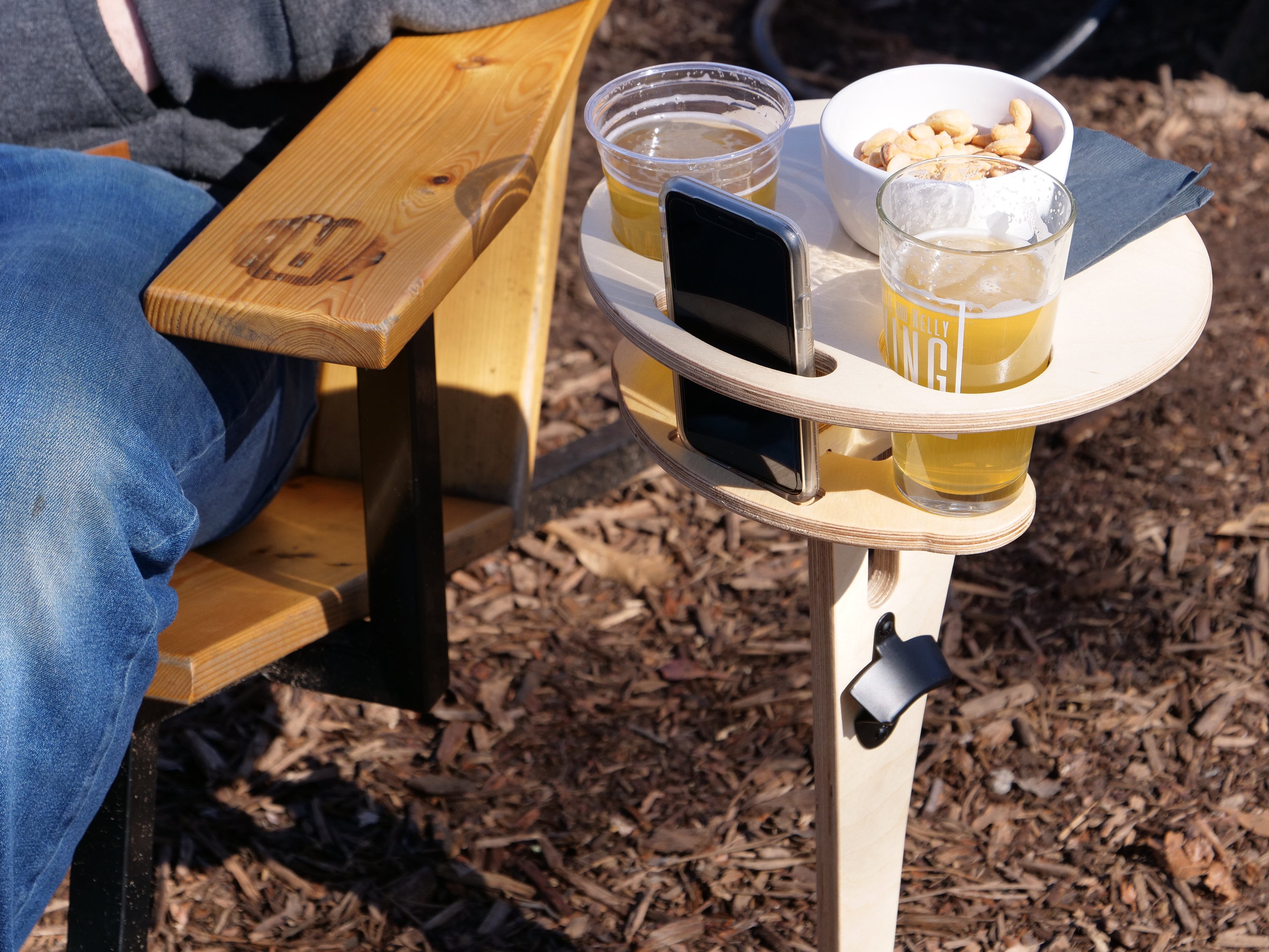 Portable Beer Table Walnut / If you can read this sit down and have a Beer