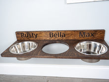 Load image into Gallery viewer, Wall Mounted Dog Bowl Stand - Bowls included