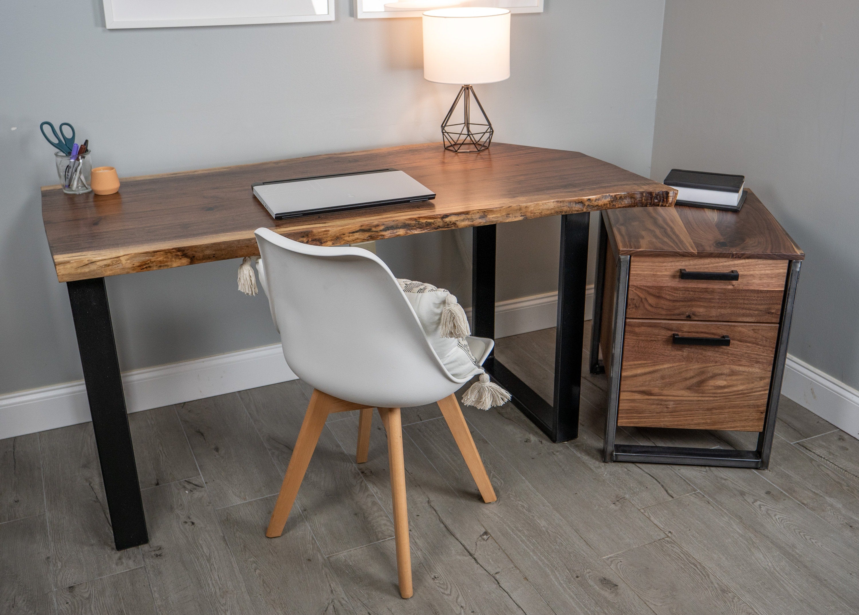 Live Edge, Solid Wooden Slab Computer / Office Desk With Black Metal Legs.  Fully Customisable and Locally Sourced 