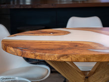 Load image into Gallery viewer, Live Edge Pecan Epoxy River Round Dining Table