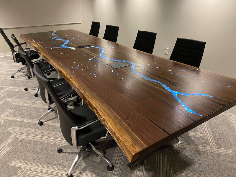 16’ Walnut and Epoxy Lightning Conference Table