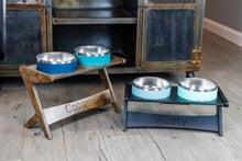 Load image into Gallery viewer, Yeti Mid Century Atomic Style Raised Dog Bowl Stand || Elevated Pet Bowl Feeder || Engraving Optional - Fits RTIC &amp; Hydrapeak
