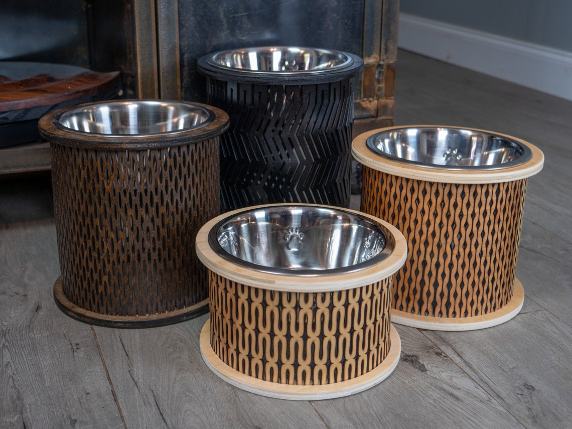 Modern Raised Dog Bowl Stand - Bowls Included – Woodland Steelworks