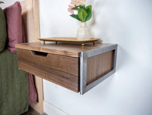 Load image into Gallery viewer, Floating Walnut Nightstand with Drawer
