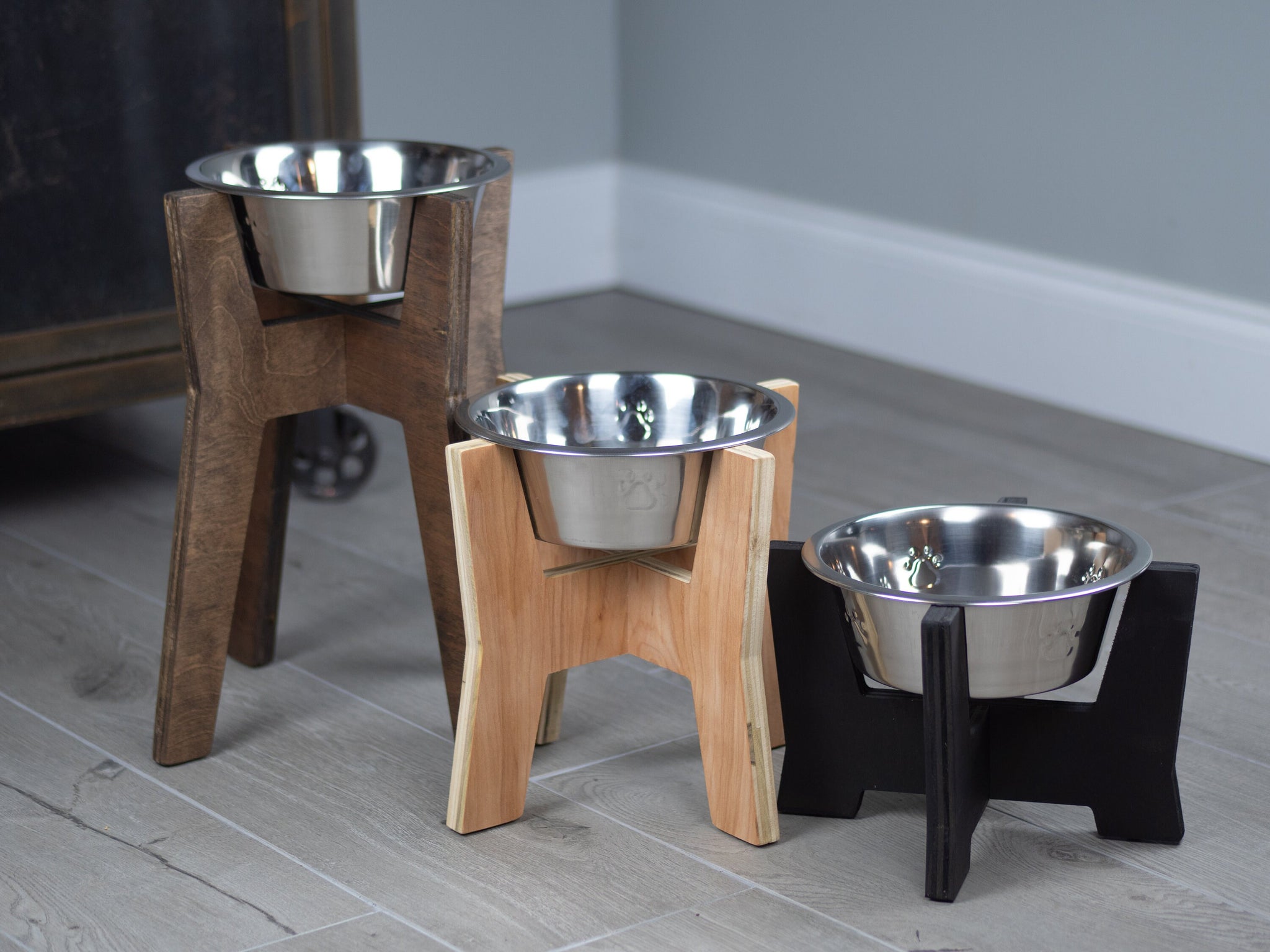 Modern Raised Elevated Dog Bowl Stand - Bowl Included – Woodland Steelworks