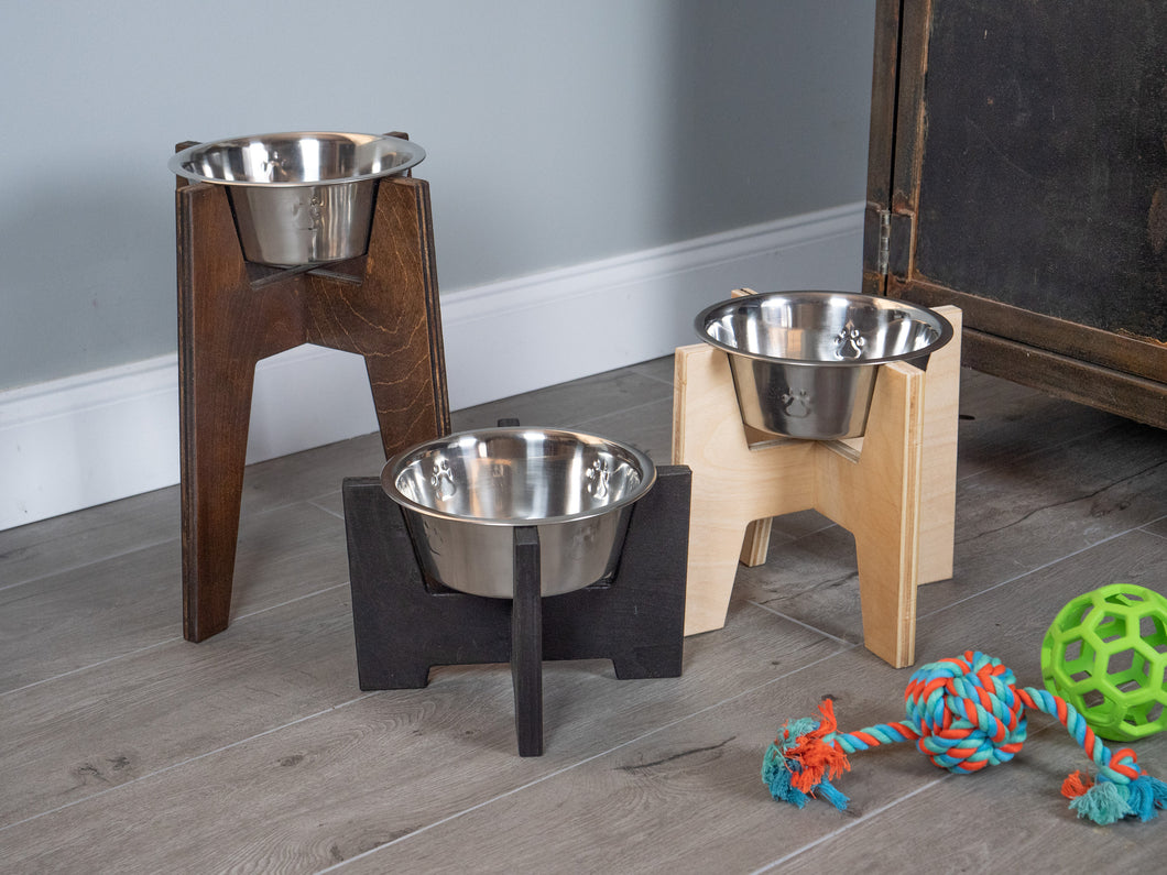 Modern Raised Dog Bowl Stand - Bowl Included