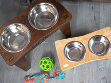 Load image into Gallery viewer, Modern Raised Dog Bowl Stand - Bowls Included
