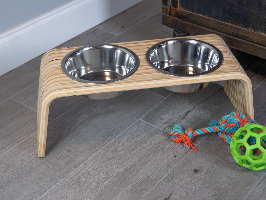 Modern Raised Dog Bowl Stand - Bowls Included