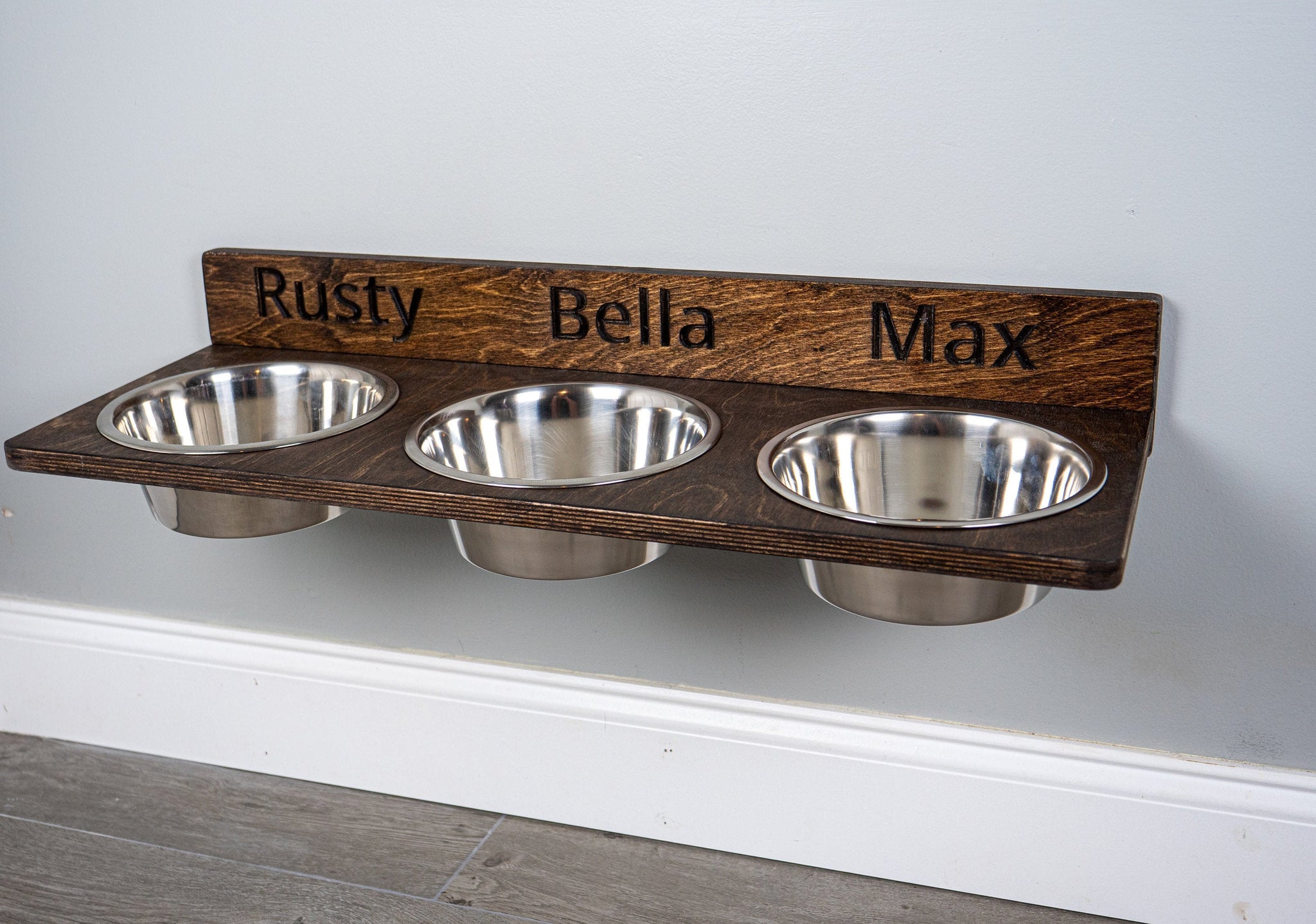 Boxer raised dog bowls powder coated steel metal art feeder stand